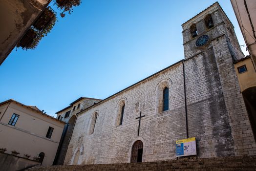 piediluco, italia 25 maggio 2020:church of san francesco di piediluco in the center of the village