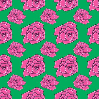 Pink roses pattern , illustration, vector on white background