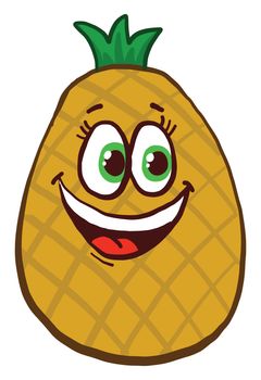 Happy pineapple , illustration, vector on white background