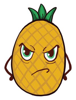 Angry pineapple , illustration, vector on white background