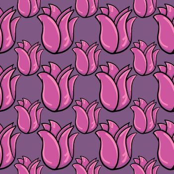 Pink tulips pattern , illustration, vector on white background