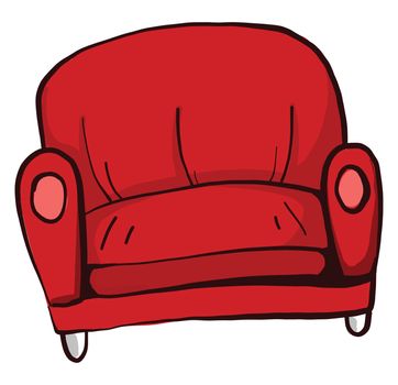 Red sofa , illustration, vector on white background