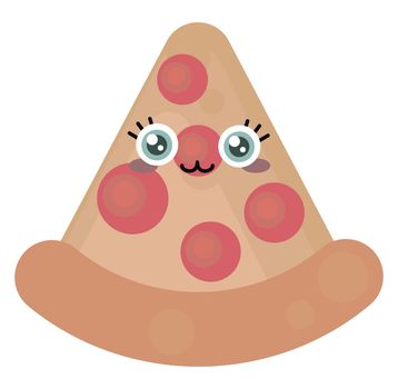 Cute pizza slice , illustration, vector on white background