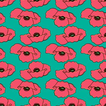 Poppies pattern , illustration, vector on white background