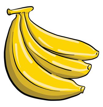 Pack of bananas , illustration, vector on white background