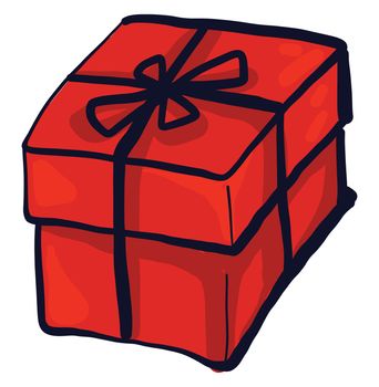 Red gift box , illustration, vector on white background
