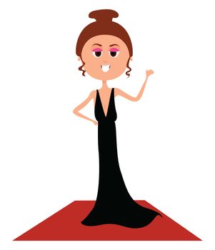 Woman on red carpet , illustration, vector on white background