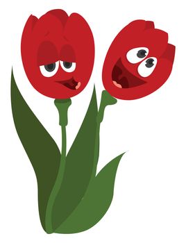 Singing tulips , illustration, vector on white background