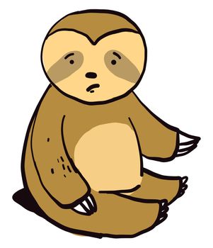 Sad sloth , illustration, vector on white background