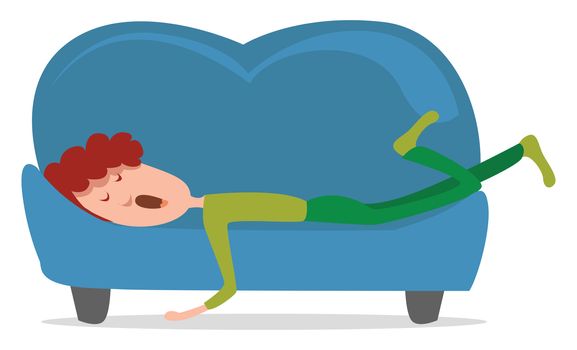 Sleeping man on the couch , illustration, vector on white background