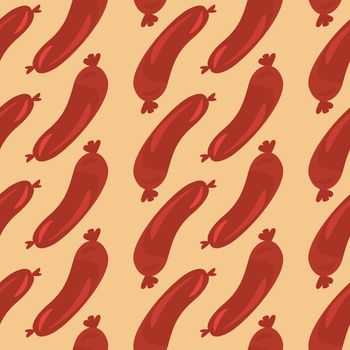 Delicious sausage , illustration, vector on white background