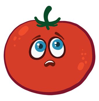 Scared tomato , illustration, vector on white background