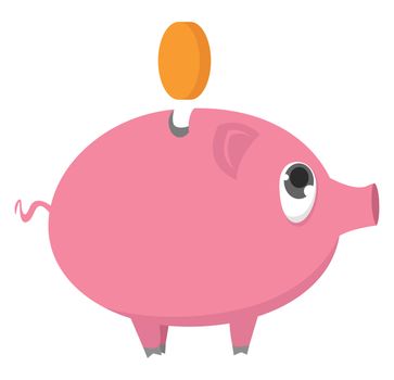 Piggy bank , illustration, vector on white background