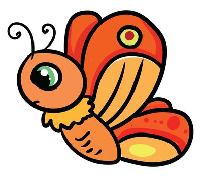 Sad butterfly , illustration, vector on white background