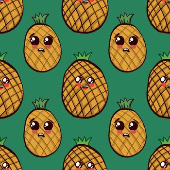 Pineapples pattern , illustration, vector on white background
