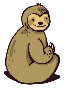 Sloth sitting , illustration, vector on white background