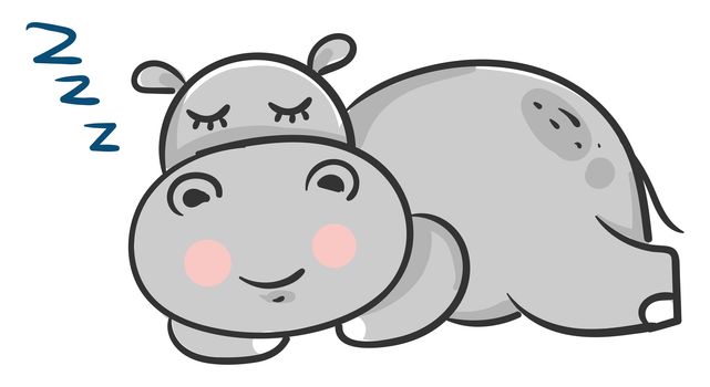 Sleeping hippo , illustration, vector on white background