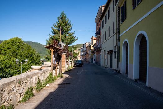 piediluco, italia 25 maggio 2020:main street in the country of piediluco in italy