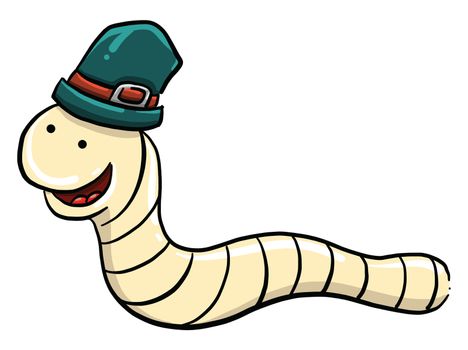 Snake with hat , illustration, vector on white background