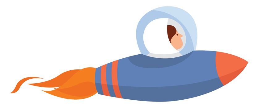 Blue space rocket , illustration, vector on white background