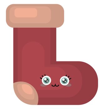 Red cute sock , illustration, vector on white background