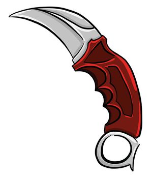Red karambit knife , illustration, vector on white background