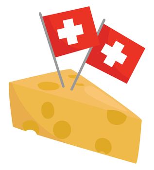 Swiss cheese , illustration, vector on white background