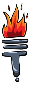 Flame from torch , illustration, vector on white background