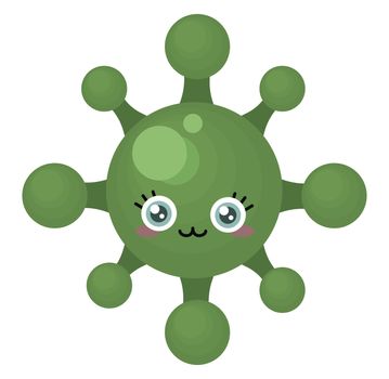 Green cute virus , illustration, vector on white background