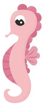 Pink seahorse , illustration, vector on white background