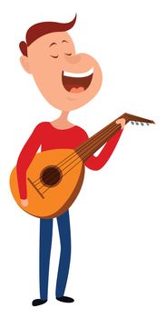 Man playing serenade , illustration, vector on white background