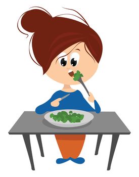 Vegetarian girl , illustration, vector on white background