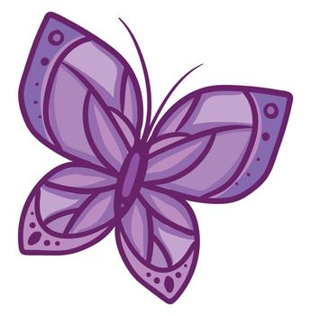 Purple butterfly , illustration, vector on white background