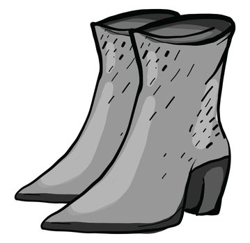 Gray woman boots , illustration, vector on white background