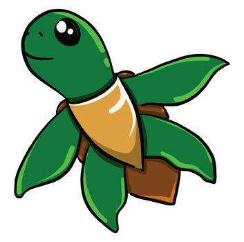 Swimming turtle , illustration, vector on white background