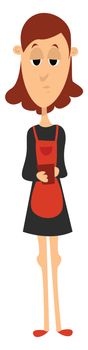 Woman as waitress , illustration, vector on white background