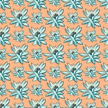 Blue flowers pattern , illustration, vector on white background