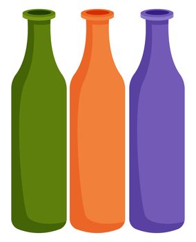 Colorful bottles, illustration, vector on white background