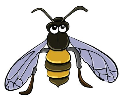 Bored wasp , illustration, vector on white background