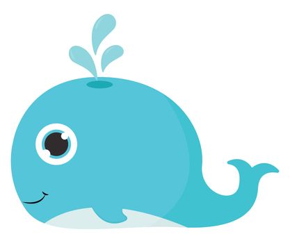 Cute blue whale , illustration, vector on white background