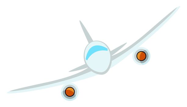 White flying aeroplane, illustration, vector on white background