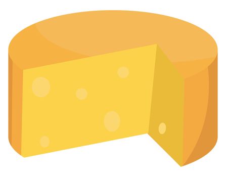 Eaten cheese, illustration, vector on white background