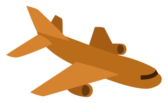 Brown flying aeroplane, illustration, vector on white background