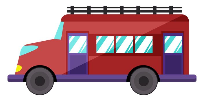 Red school bus, illustration, vector on white background