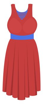 Red woman dress, illustration, vector on white background