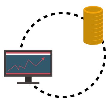 Business graph icon, illustration, vector on white background