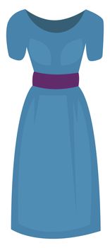 Woman blue dress, illustration, vector on white background