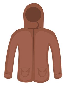 Brown winter jacket, illustration, vector on white background