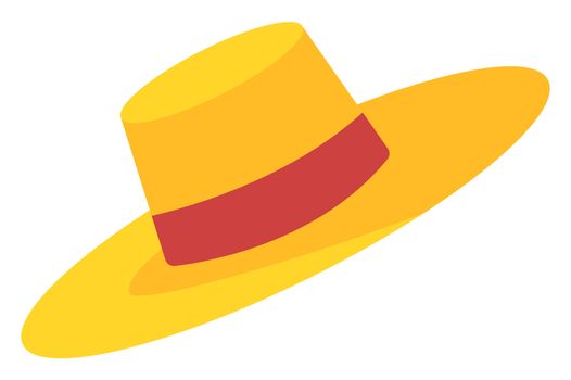 Yeellow summer hat, illustration, vector on white background