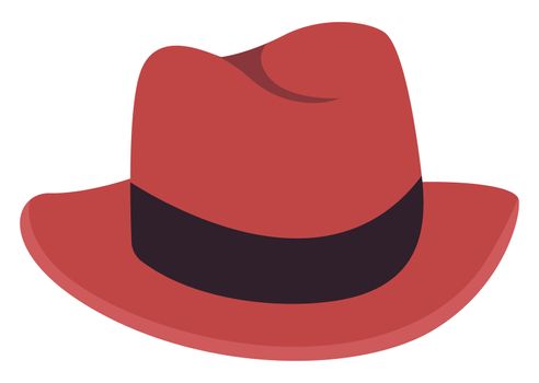 Red woman hat, illustration, vector on white background